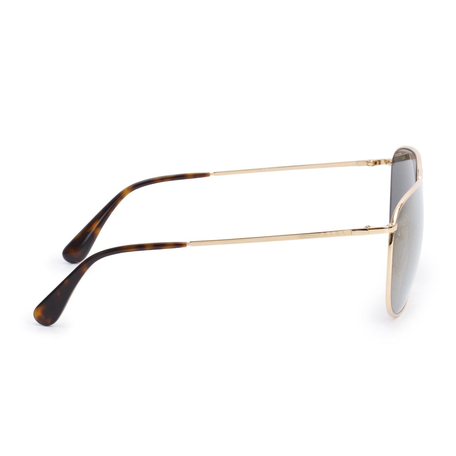 Prada SPR 52T Gold-Tone Reflective Square Aviator Sunglasses w/ Case