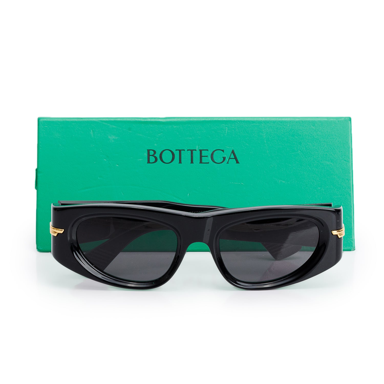 Bottega Veneta BV1144S Black Acetate Oval Sunglasses w/ Case