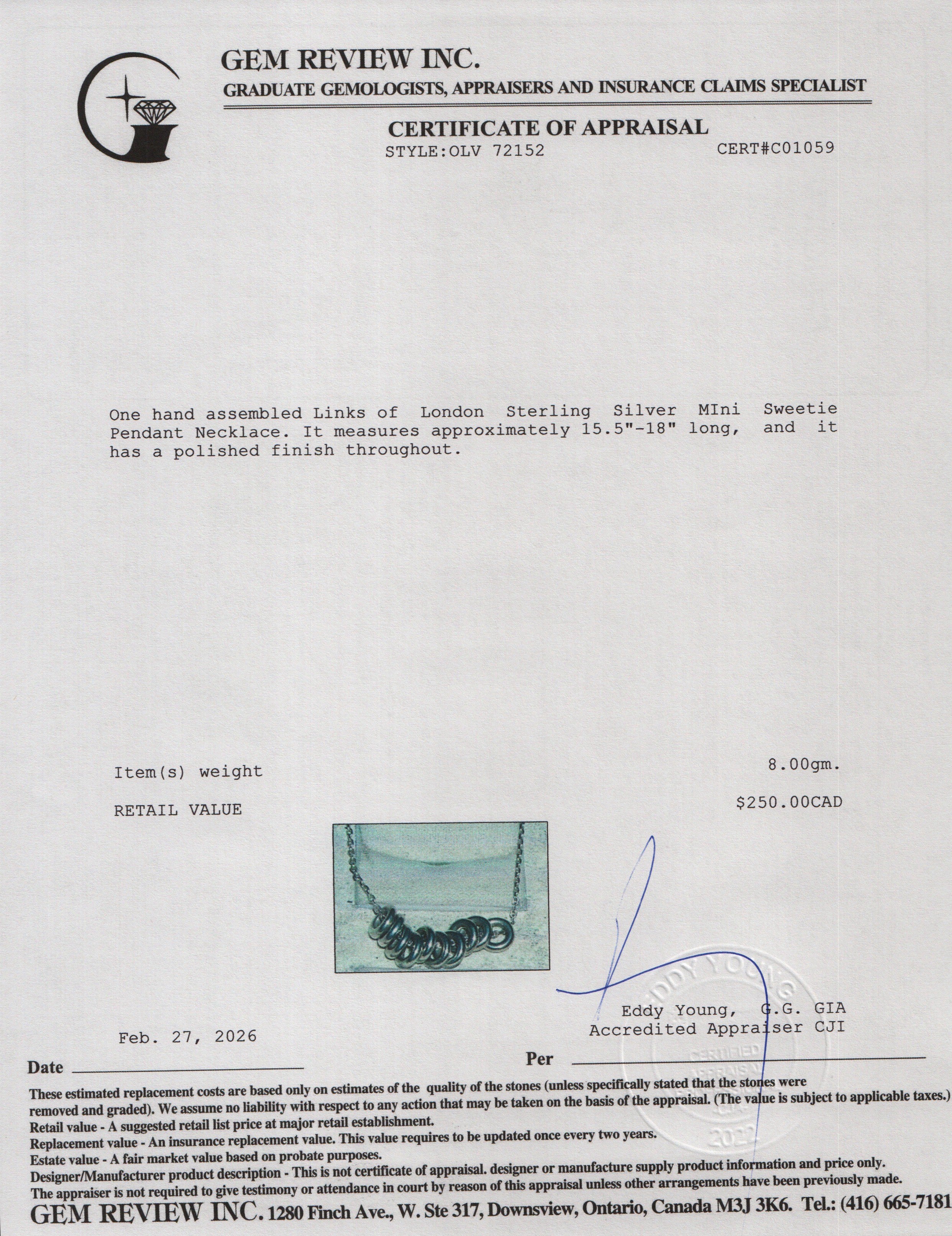 Links of London Sterling Silver MIni Sweetie Pendant Necklace