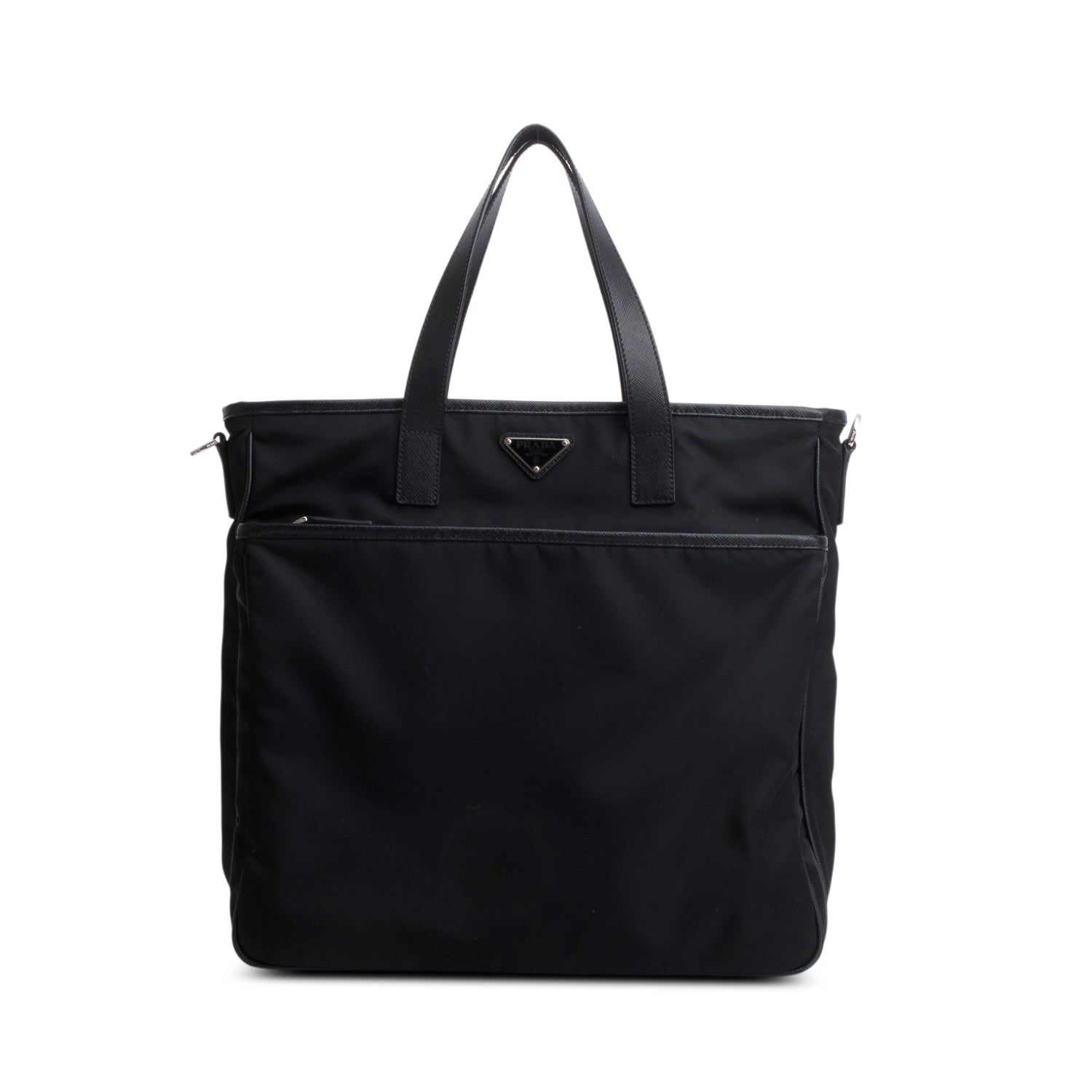 Prada Black Tessuto Nylon Saffiano Tote w/ Strap