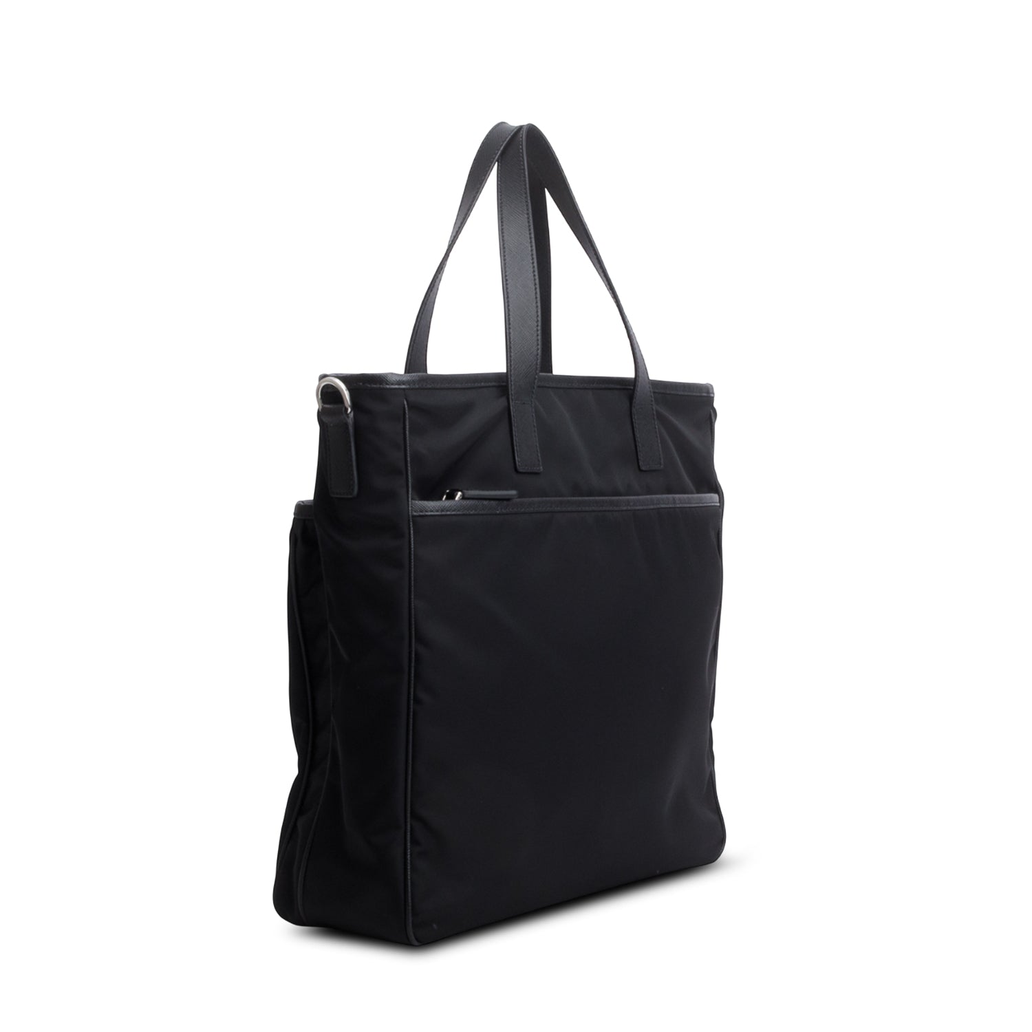Prada Black Tessuto Nylon Saffiano Tote w/ Strap