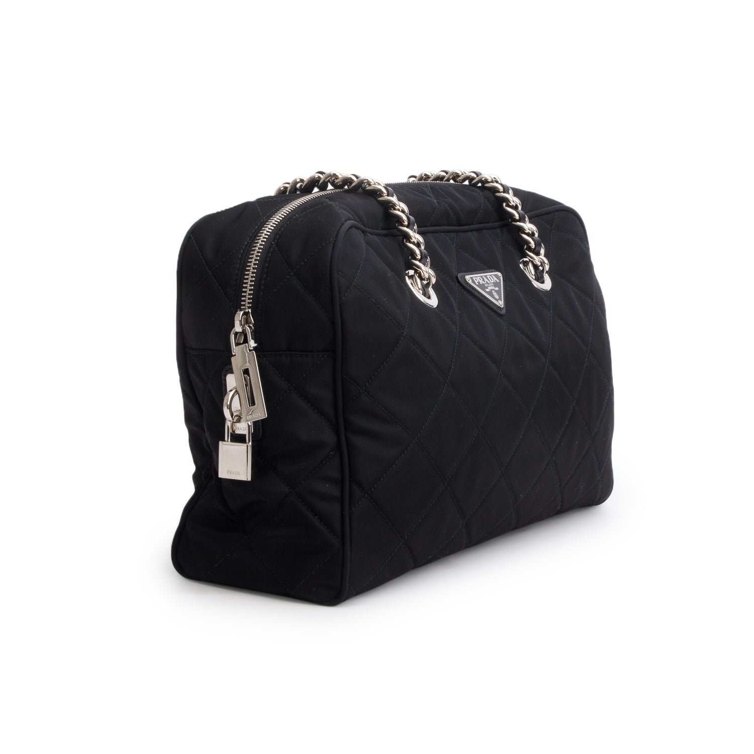 Prada Black Nylon Tessuto Impuntu Quilted Medium Shoulder Bag w/ Authenticity Card