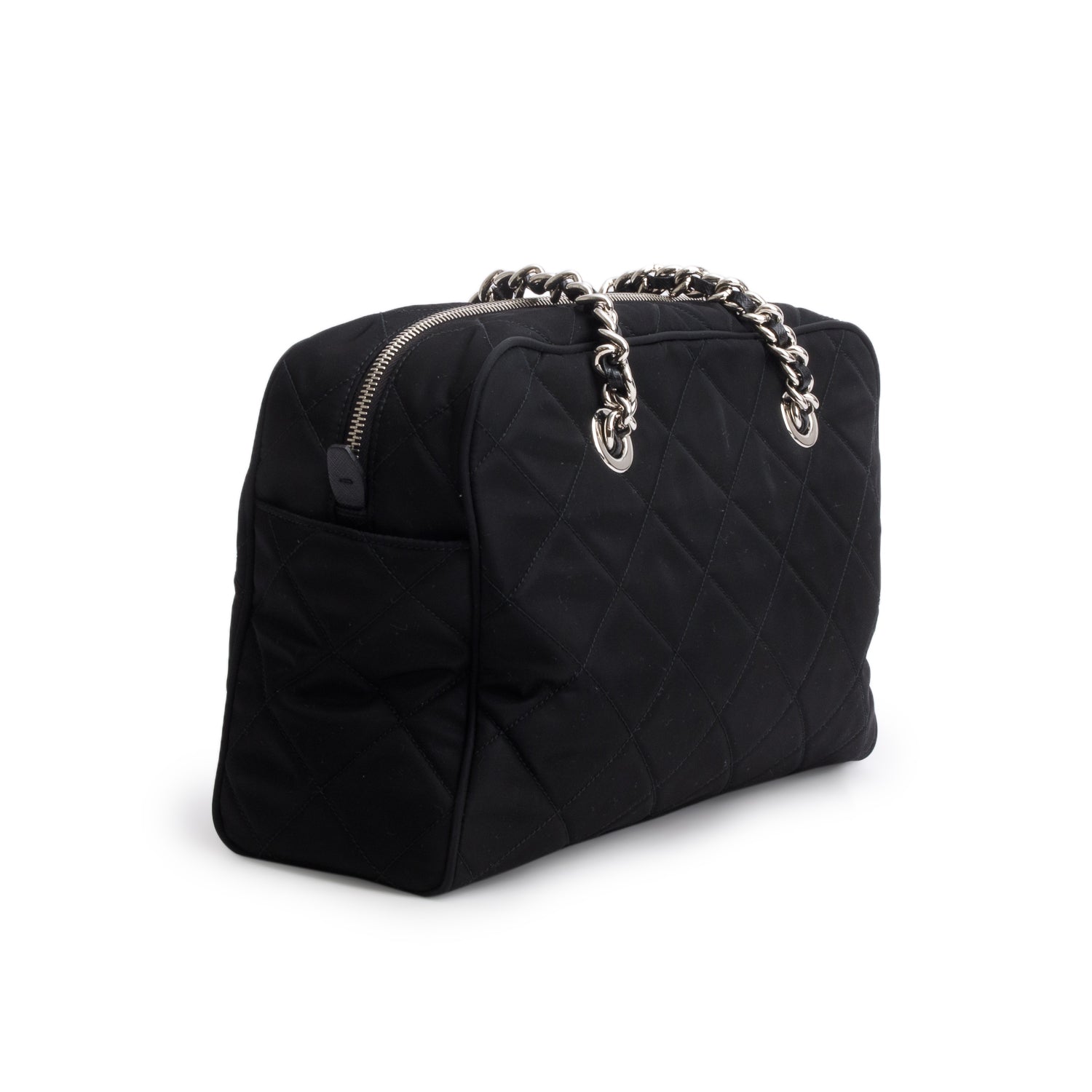 Prada Black Nylon Tessuto Impuntu Quilted Medium Shoulder Bag w/ Authenticity Card