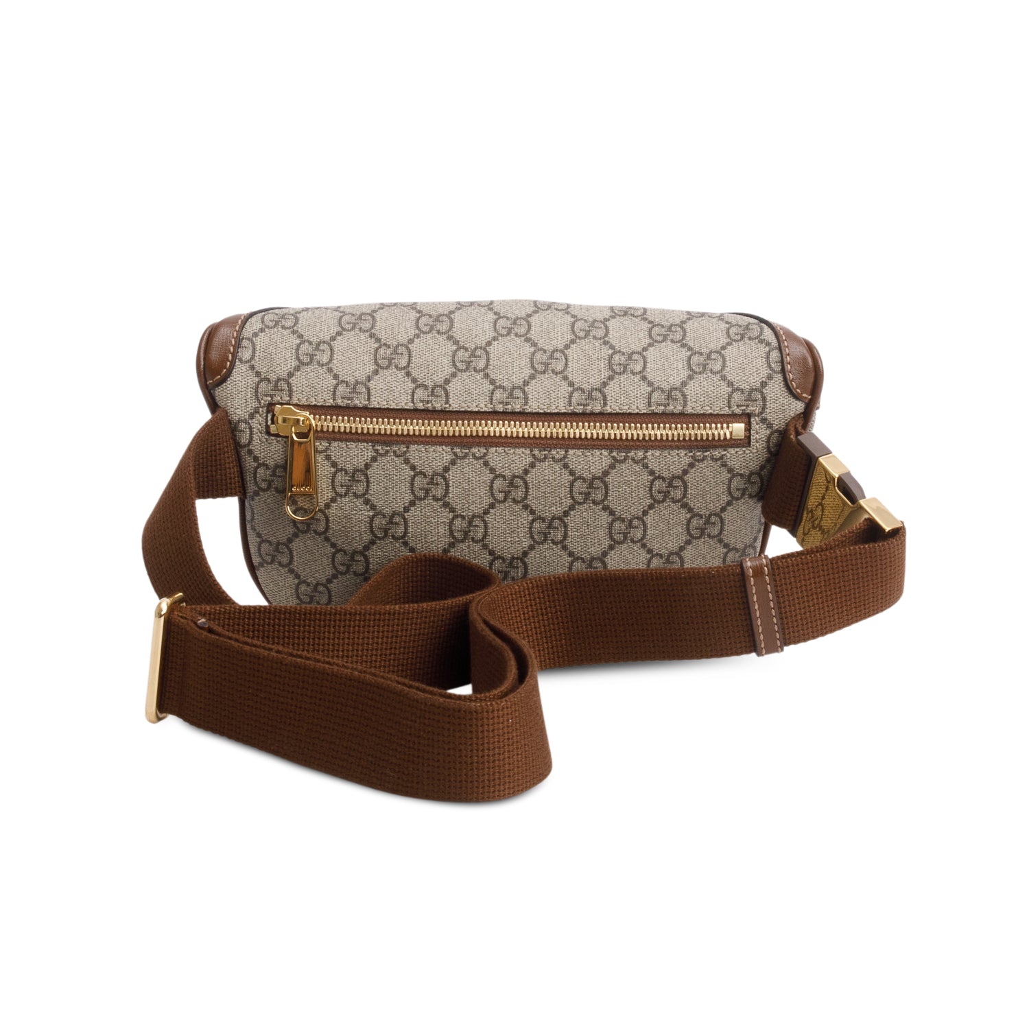 Gucci Brown GG Supreme Monogram Textured Calfskin Retro Interlocking G Belt Bag