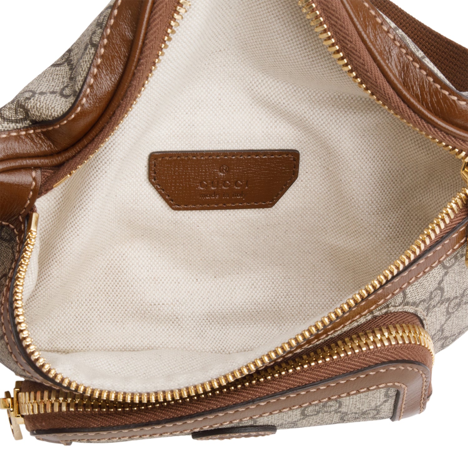Gucci Brown GG Supreme Monogram Textured Calfskin Retro Interlocking G Belt Bag