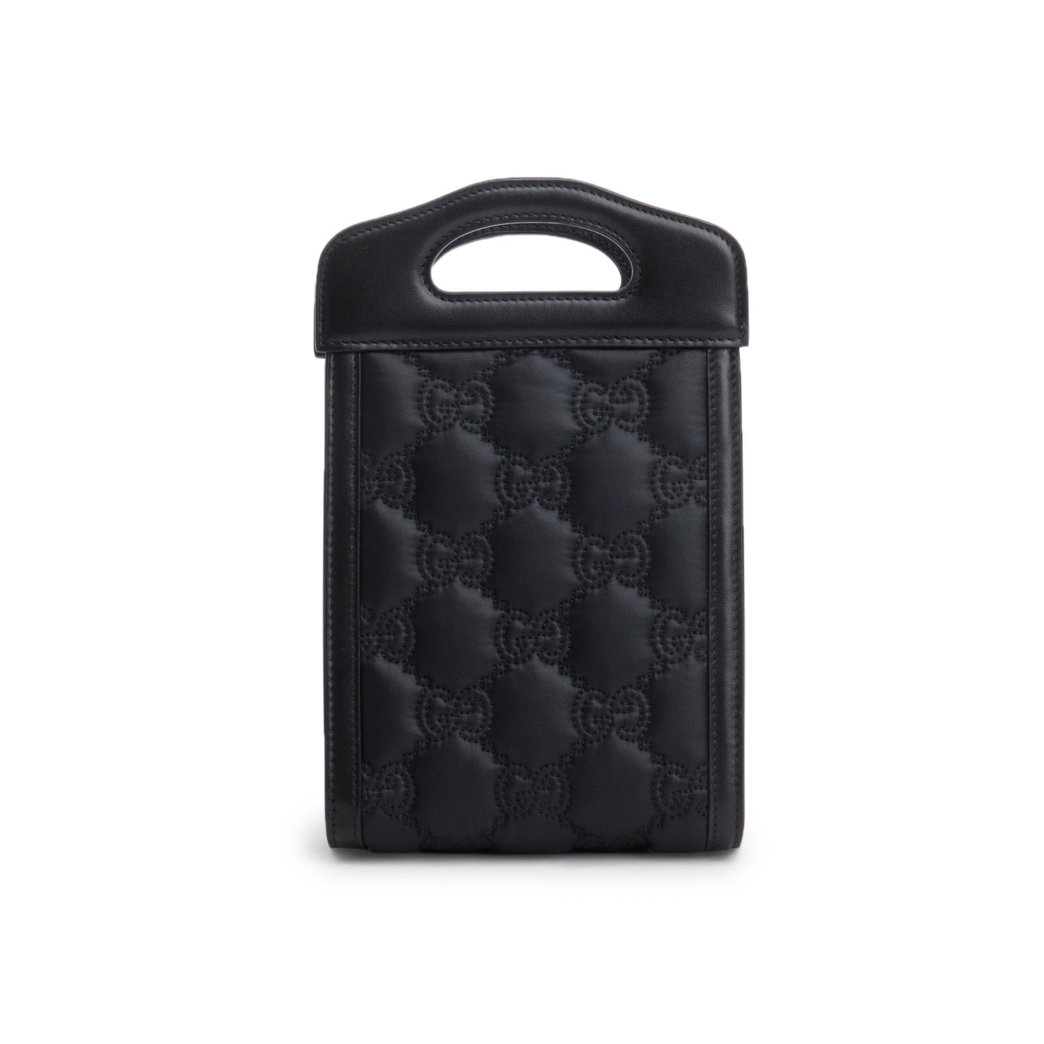 Gucci Black Nylon Calfskin Enamel GG Matelasse Mini Top Slip Handle Crossbody Bag w/ Box & Strap