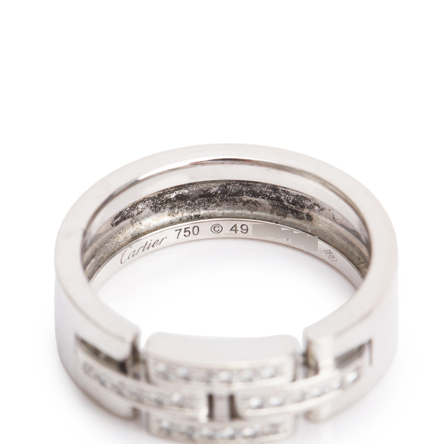 Cartier Vintage White Gold Diamond Maillon Panthere Ring, Size 49 4.75 w/ Box & Certificate