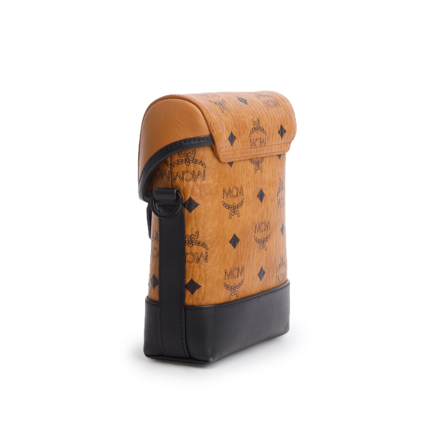 MCM Brown Visetos Portuna Heritage Logo Small Crossbody Bag