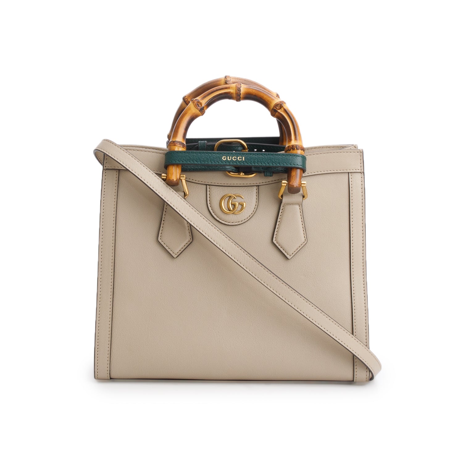 Gucci Beige Calfskin Leather Diana Small Tote Bag w/ Strap