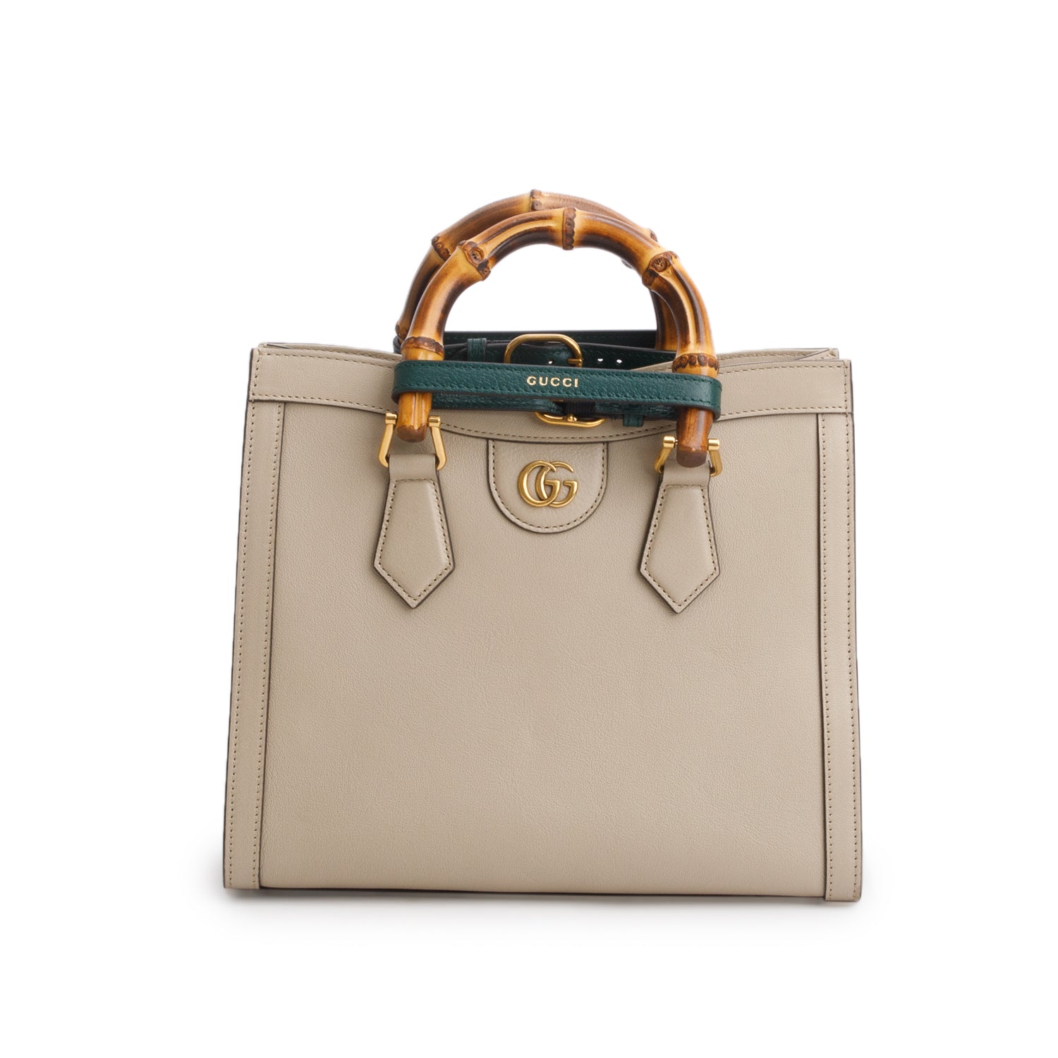Gucci Beige Calfskin Leather Diana Small Tote Bag w/ Strap