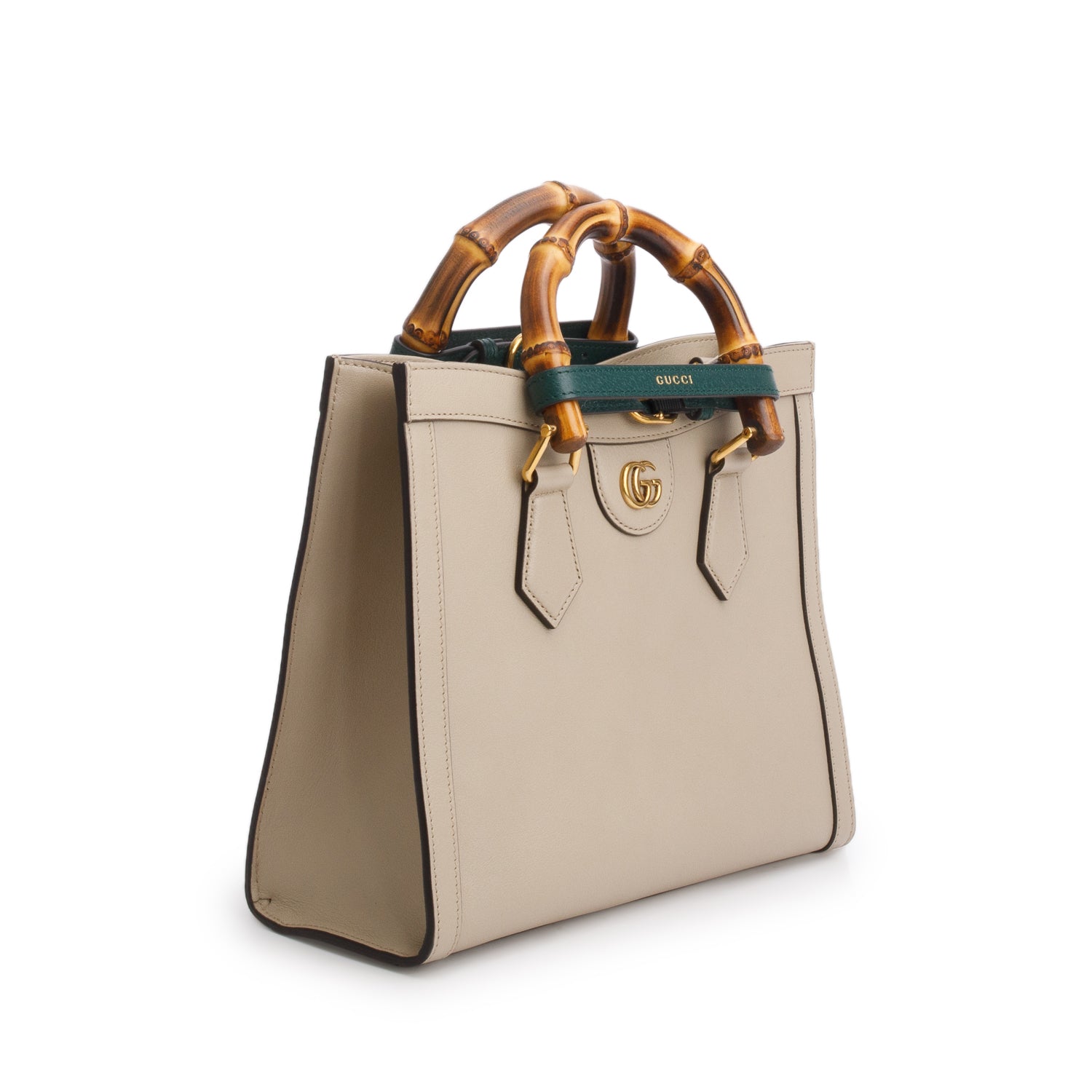 Gucci Beige Calfskin Leather Diana Small Tote Bag w/ Strap