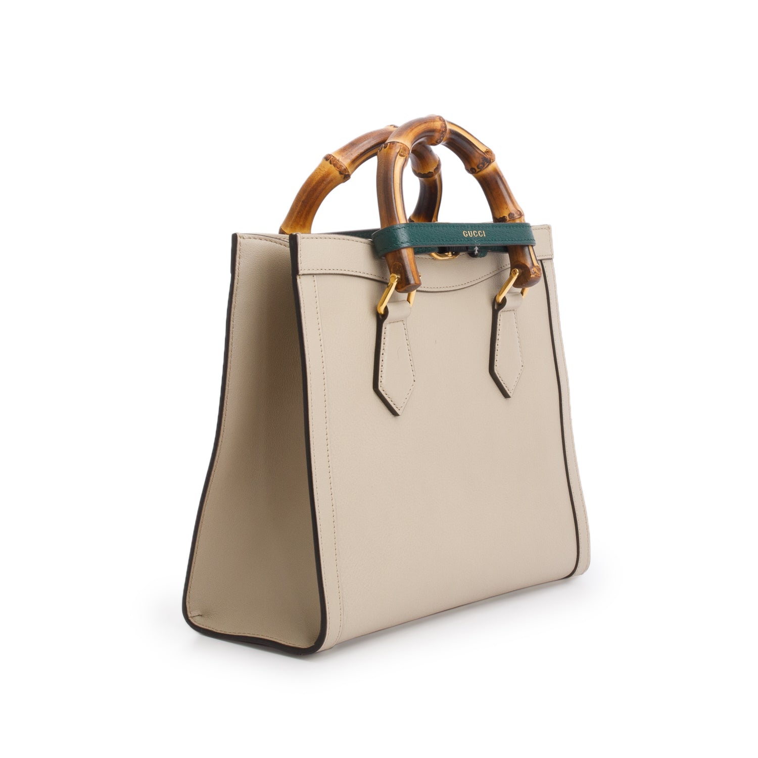 Gucci Beige Calfskin Leather Diana Small Tote Bag w/ Strap