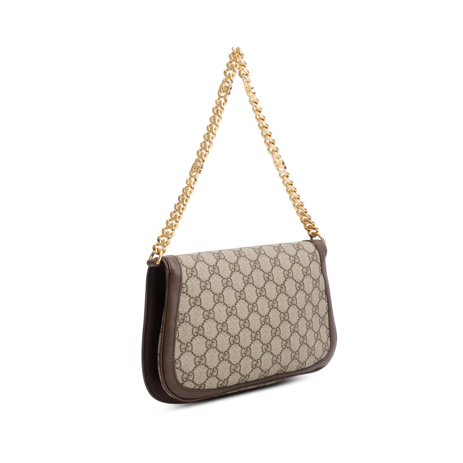 Gucci GG Supreme Monogram Textured Dollar Calfskin Blondie Chain Shoulder Flap Bag w/ Strap