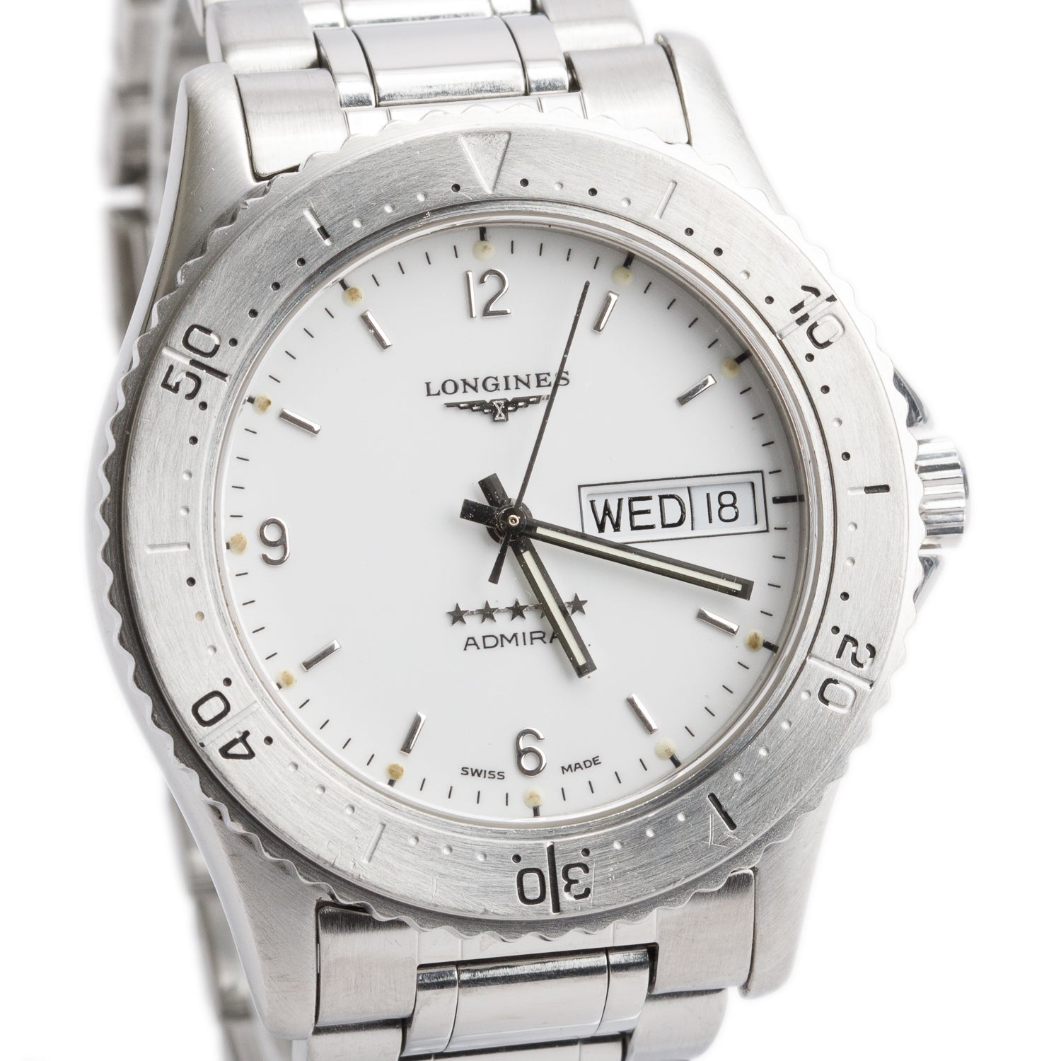 Longines Vintage Stainless Steel Admiral Five Star Day Date 38 MM