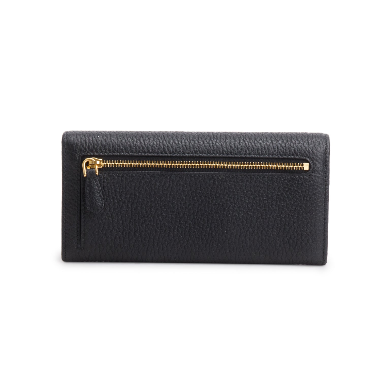 Prada Black Vitello Daino Continental Wallet w/ Box & Card Holder