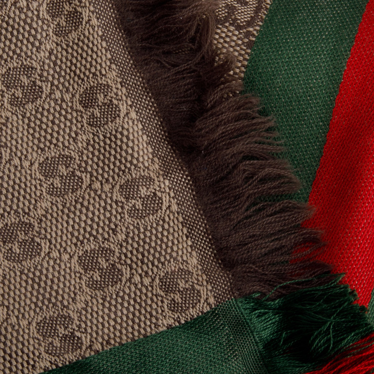 Gucci Brown GG Monogram Wool Silk Web Scarf w/ Box