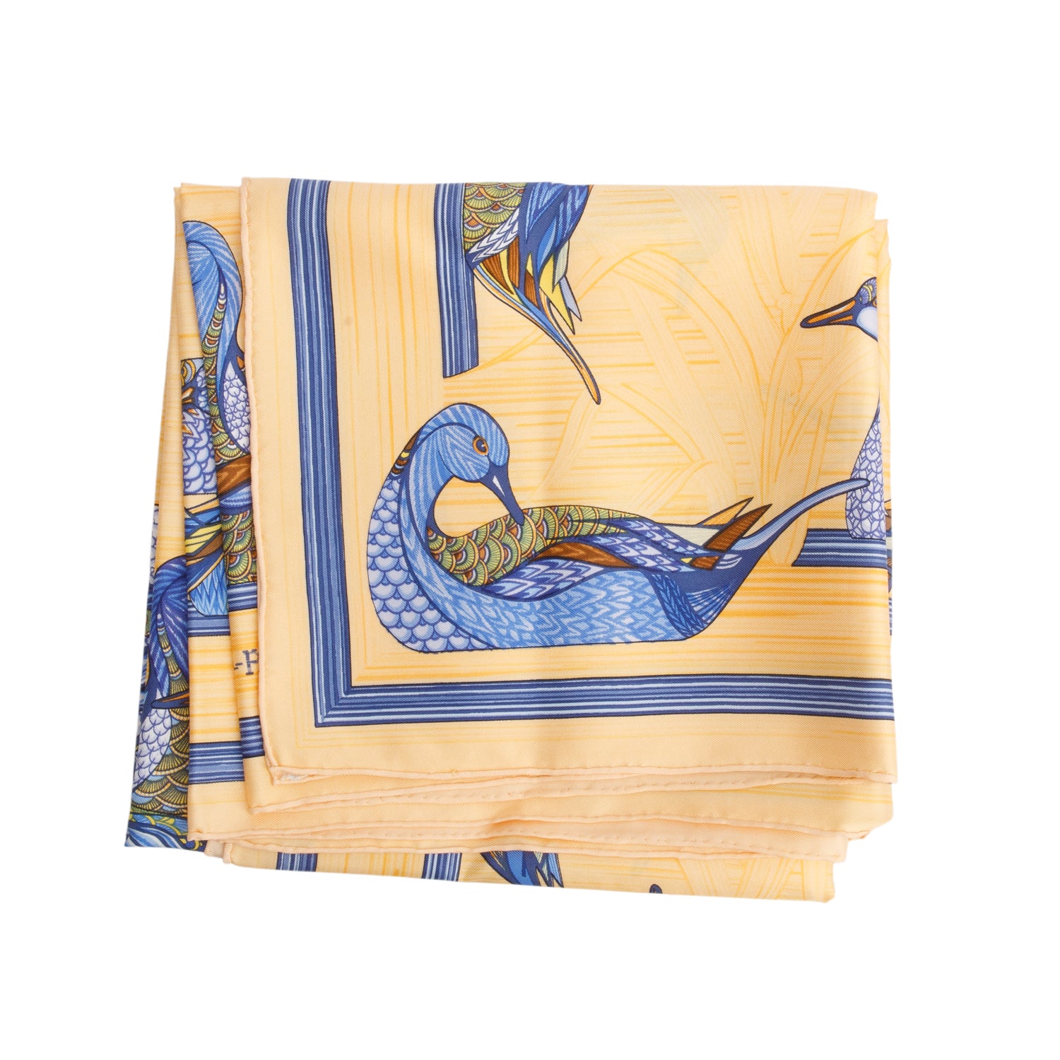 Hermes Orange & Multicolor 'La Mare Aux Canards' Silk Scarf 90