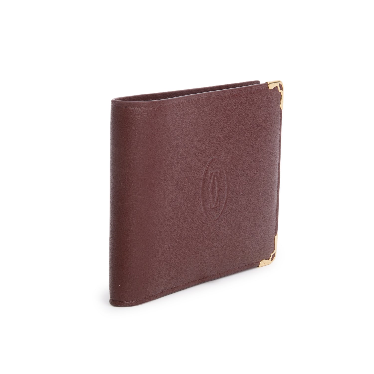 Cartier Burgundy Calfskin Monogram Must Wallet w/ Box