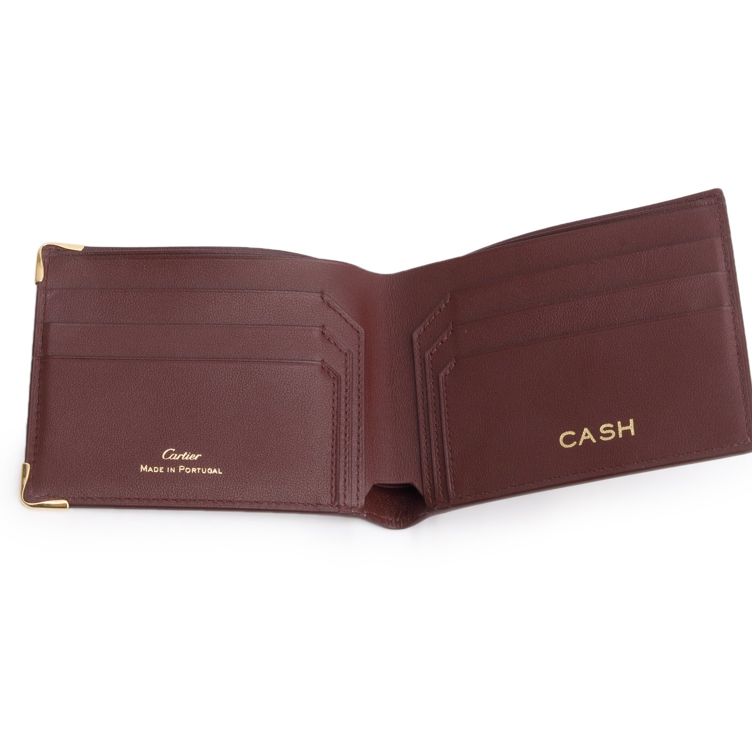 Cartier Burgundy Calfskin Monogram Must Wallet w/ Box