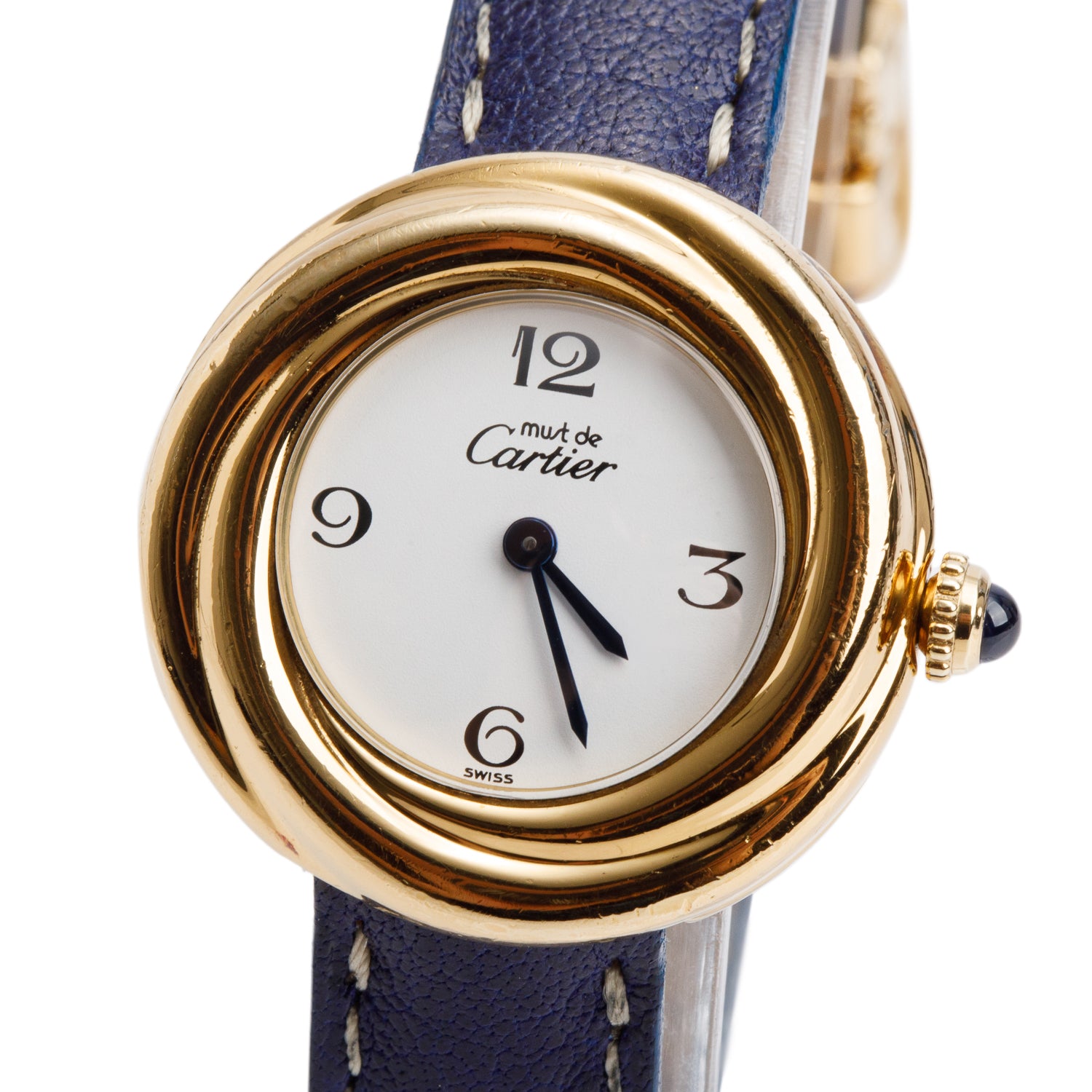 Cartier 18k Gold Vermeil Sterling Silver Must De Cartier Trinity 27 MM Watch White Dial 2735 w/ Box
