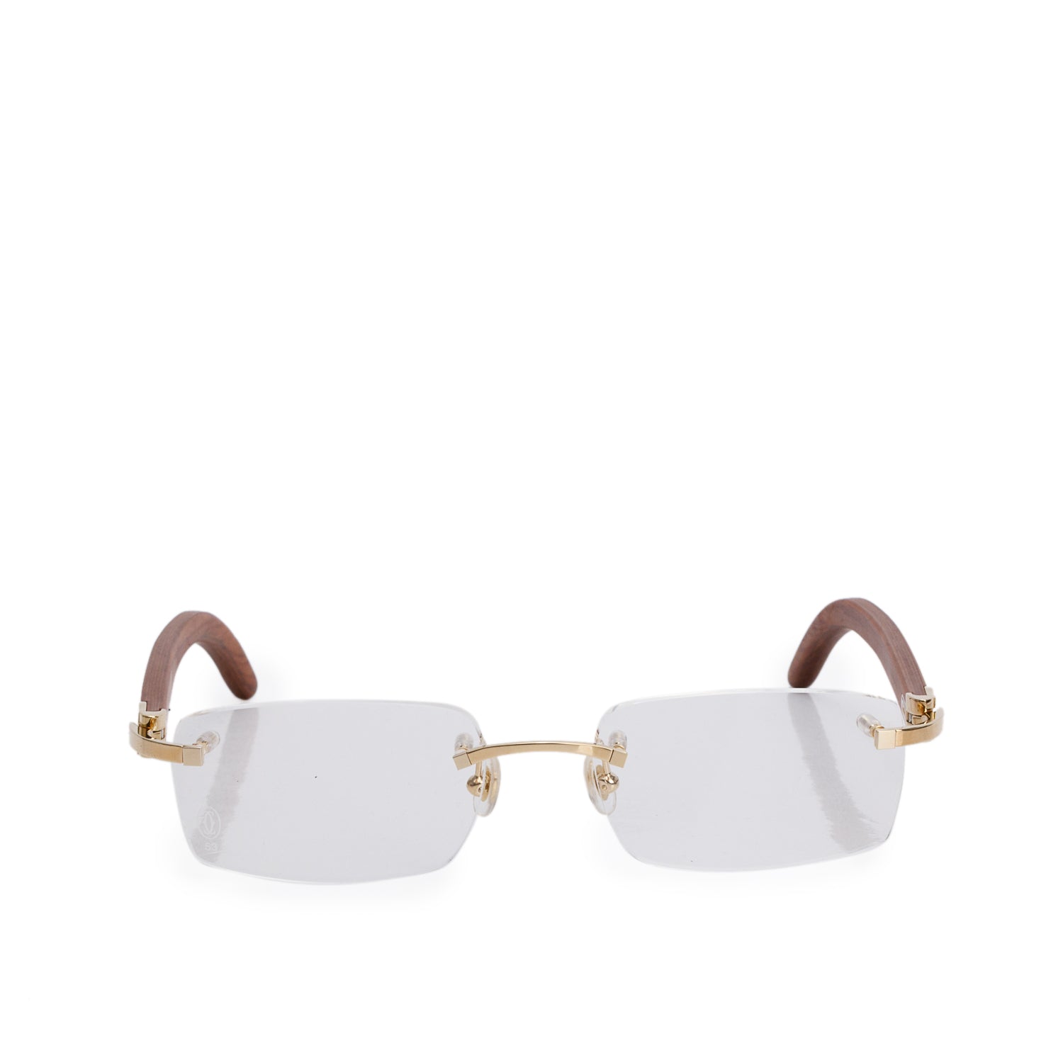 Cartier CT0052O Rimless Rectangle C-Decor Eyeglasses w/ Box & Case