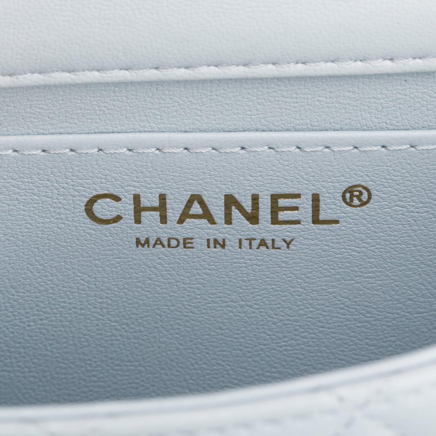 Chanel Blue Lambskin Quilted Pearl Twist Mini Square Flap w/ Box