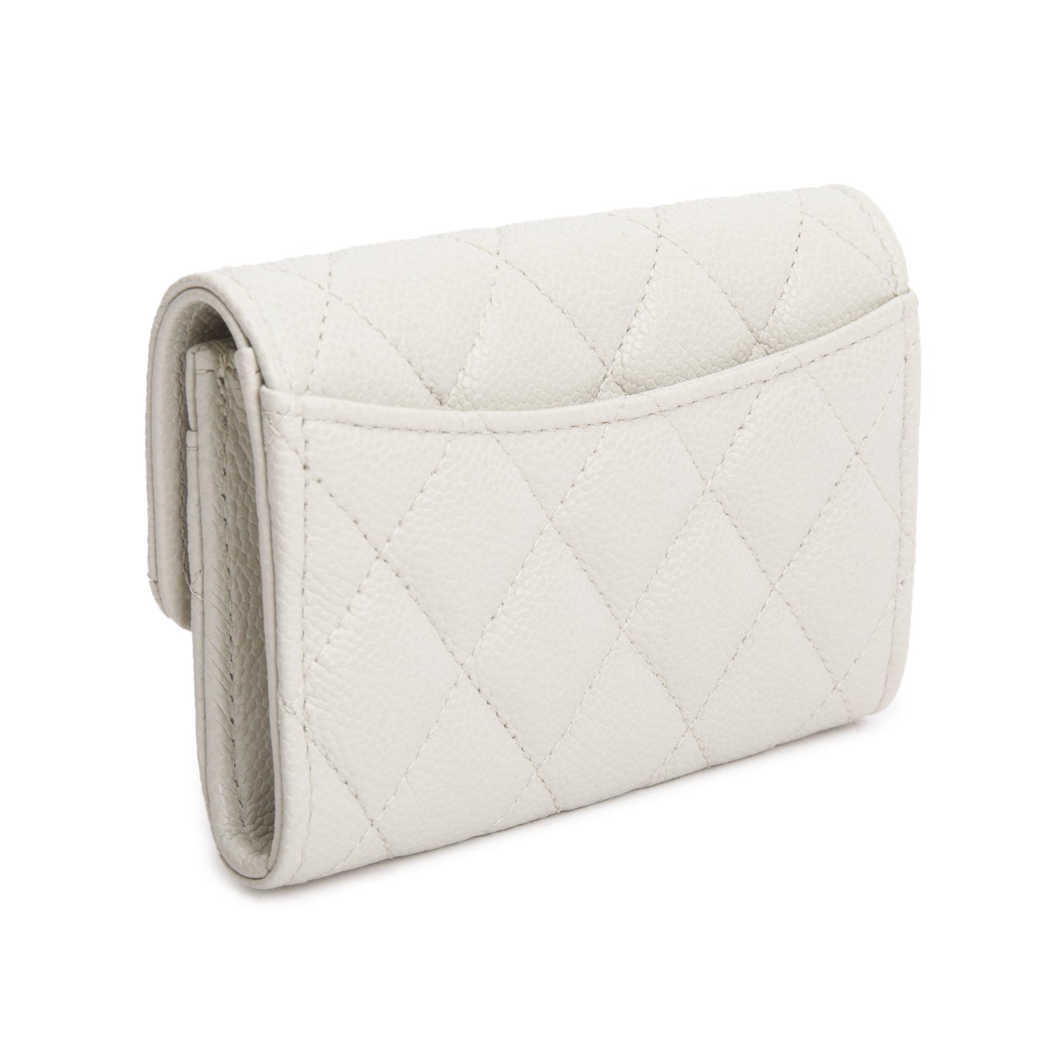 Chanel Grey Caviar Leather Classic Flap Card Holder w/ Box