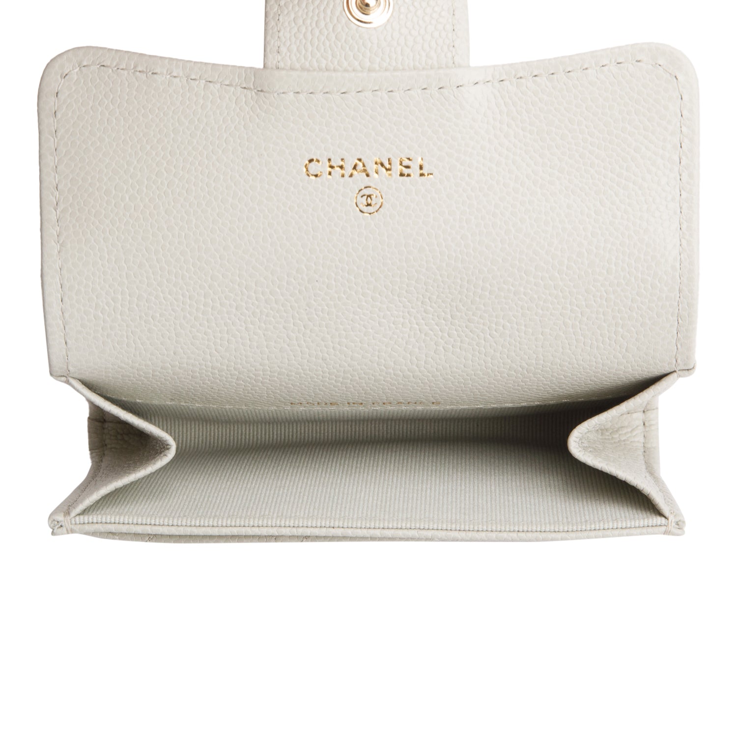 Chanel Grey Caviar Leather Classic Flap Card Holder w/ Box