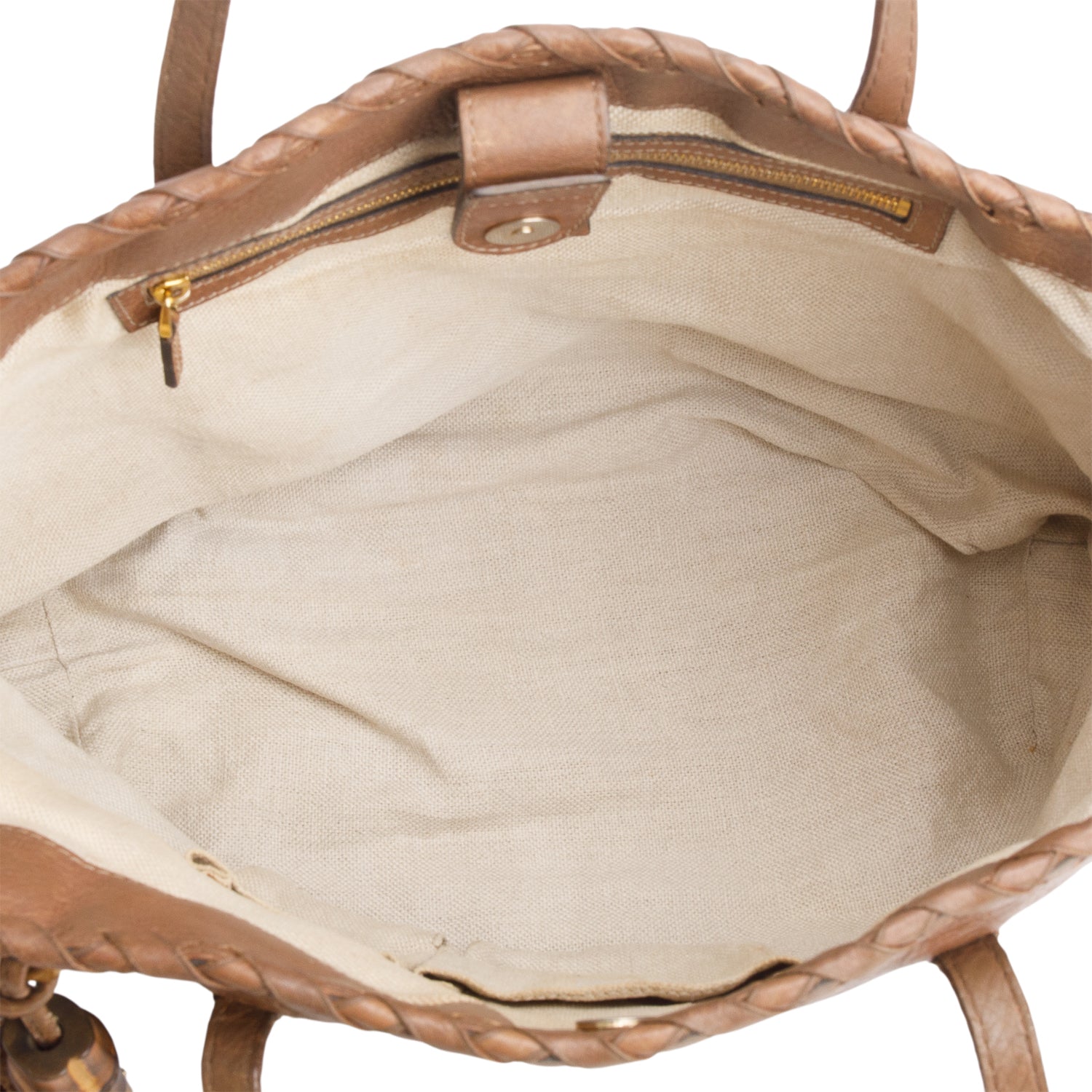 Gucci Brown Calfskin Bamboo Tassel Tote Bag