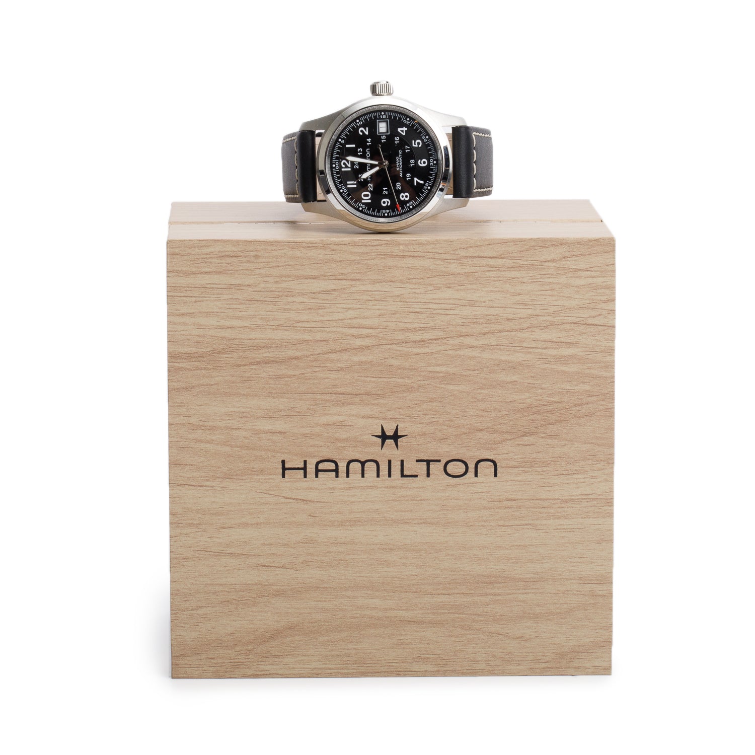 Hamilton 2025 Stainless Steel Khaki Field Auto 38 MM Watch Black Dial H704551 w/ Box & Papers