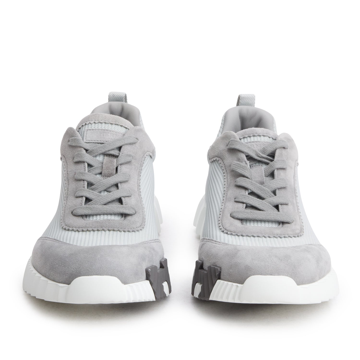 Hermes Gris Arctique Textured Mesh Suede Goatskin Bouncing Sneakers, Men's Size 42 w/ Box