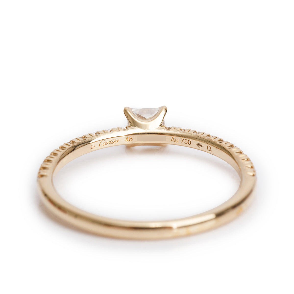 Cartier 2024 18k Yellow Gold Princess-Cut Diamond Etincelle de Cartier Ring, Size 48 4.25 w/ Box & Papers