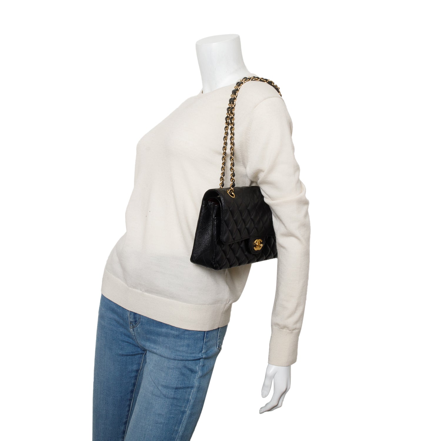 Chanel Black Caviar Classic Medium Double Flap Bag