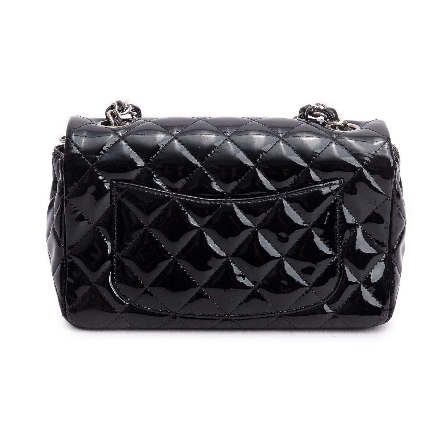 Chanel Black Patent Calfskin Quilted Mini Rectangular Flap