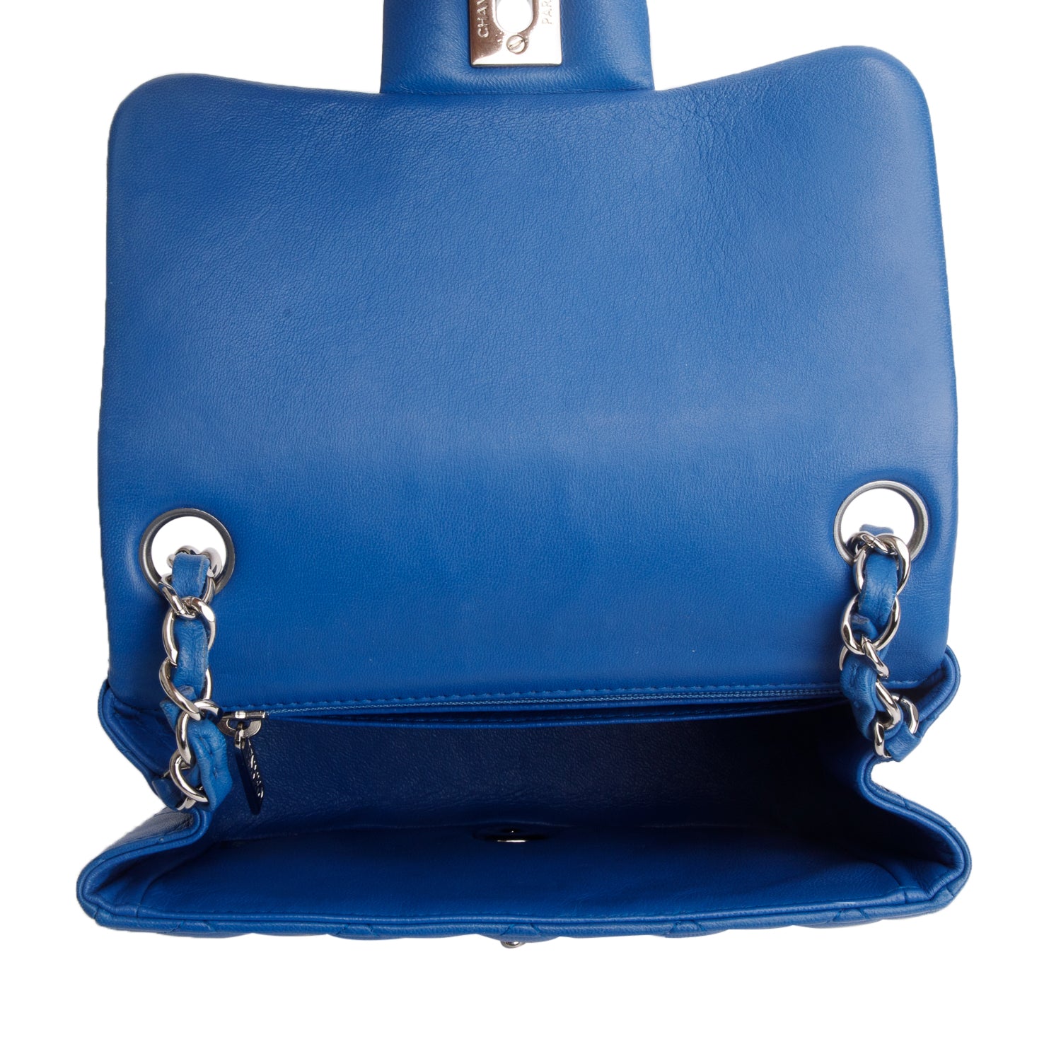 Chanel Blue Quilted Lambskin Leather Classic Square Mini Flap Bag