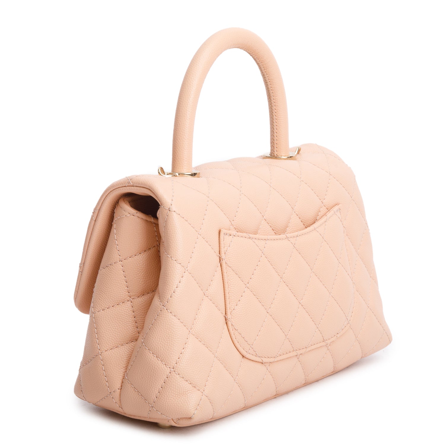 Chanel 2021 Pink Caviar Quilted Mini Coco Handle Flap w/ Authenticity Card
