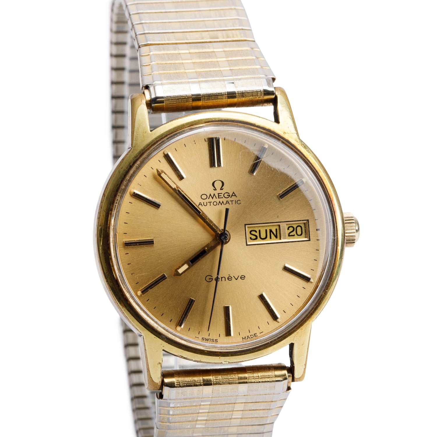 Omega Vintage Gold-Plated Stainless Steel Geneve 35 MM Automatic Watch Gold Dial