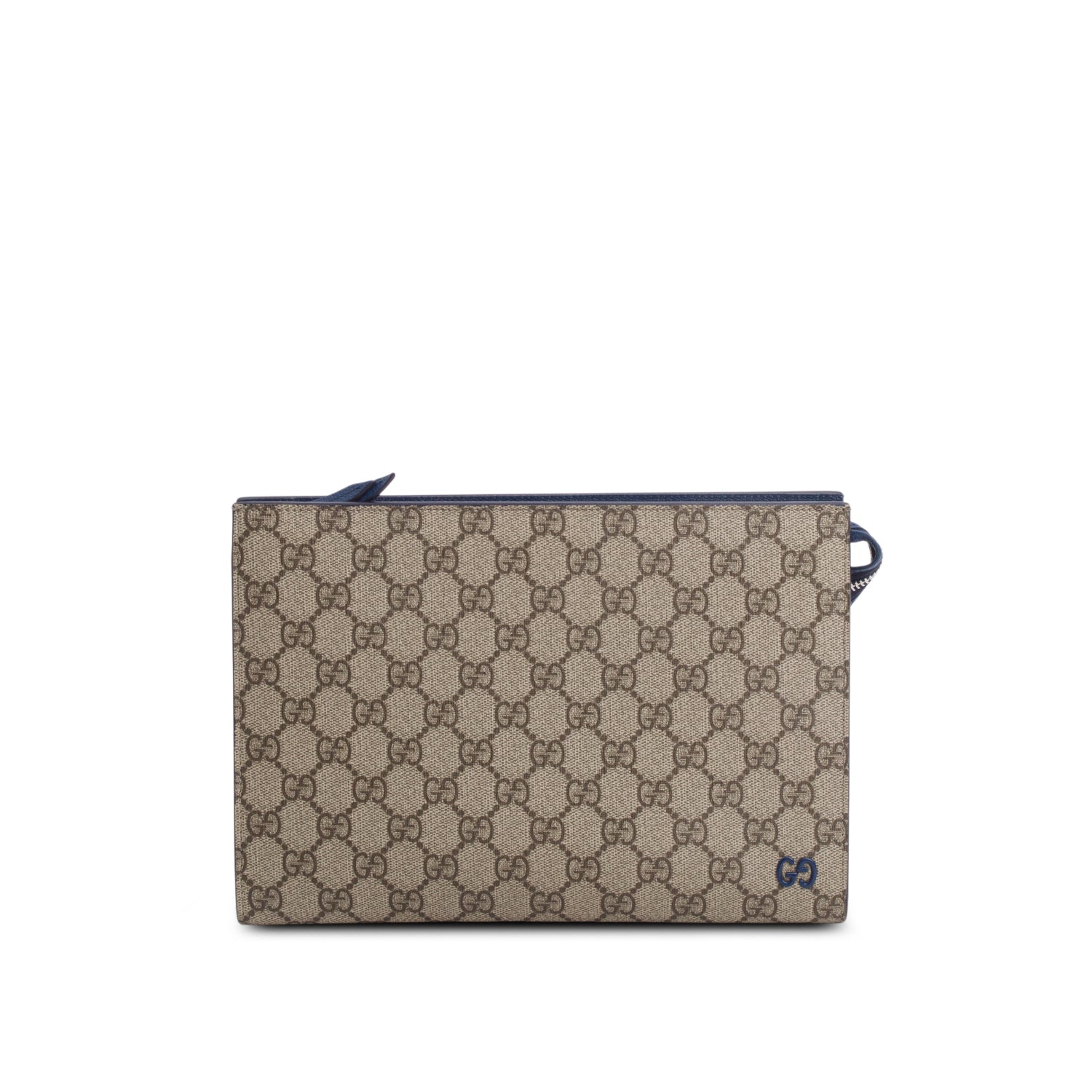 Gucci GG Supreme Monogram Navy Azalea Calfskin Interlocking G Small Pouch