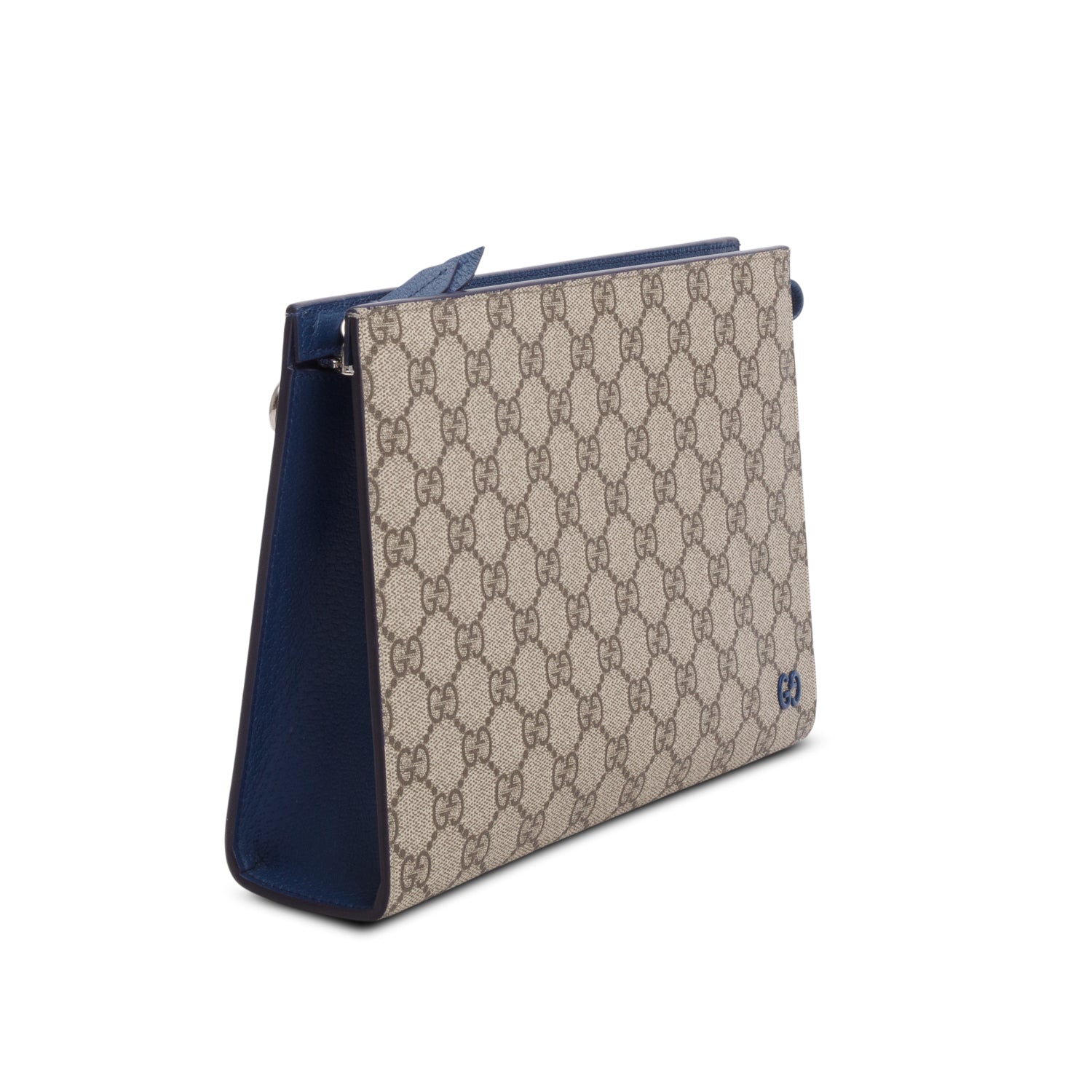 Gucci GG Supreme Monogram Navy Azalea Calfskin Interlocking G Small Pouch