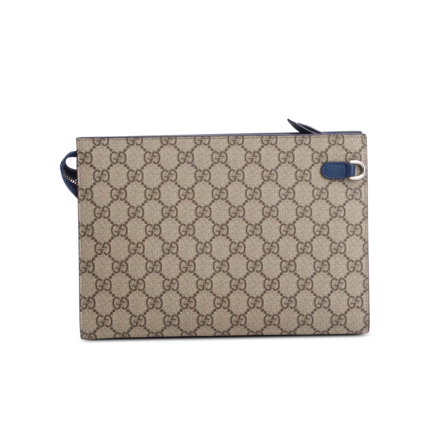 Gucci GG Supreme Monogram Navy Azalea Calfskin Interlocking G Small Pouch