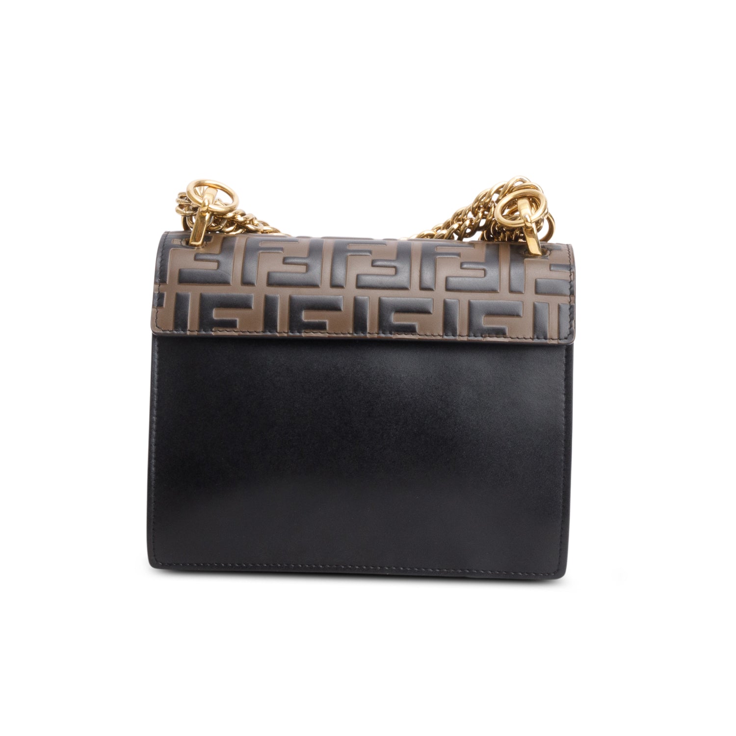 Fendi Vitello Liberty Bi-Color FF 1974 Embossed Chain Strap Kan I Shoulder Bag w/ Box