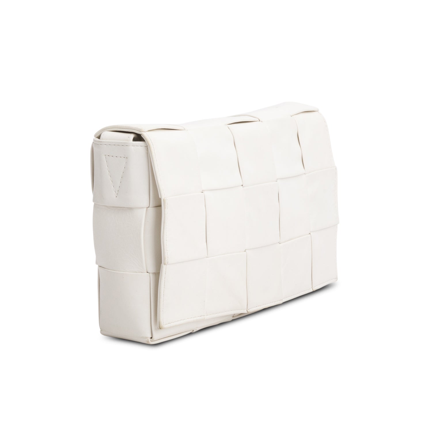 Bottega Veneta White Lambskin Maxi Intrecciato Cassette Crossbody Bag