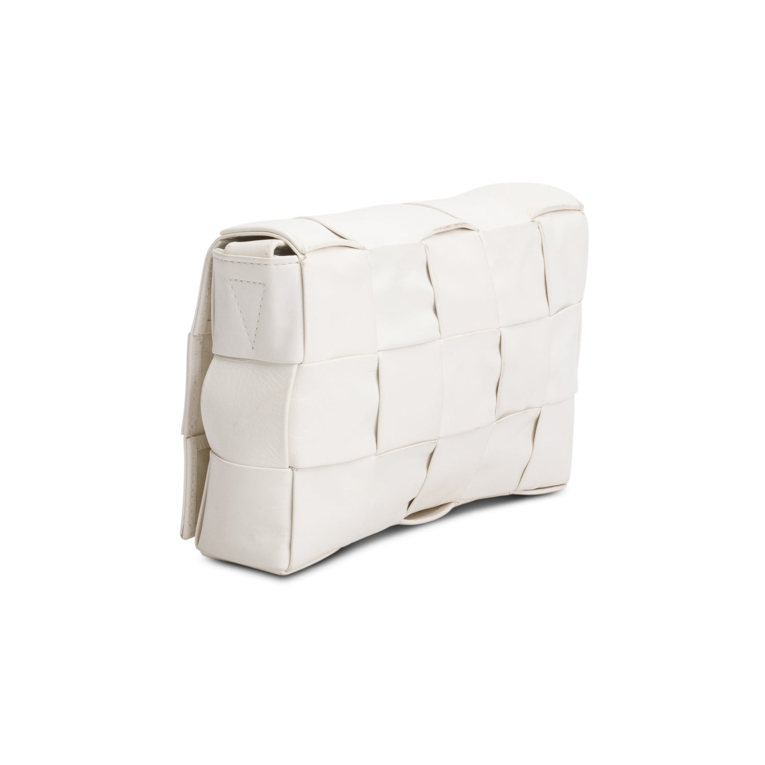 Bottega Veneta White Lambskin Maxi Intrecciato Cassette Crossbody Bag