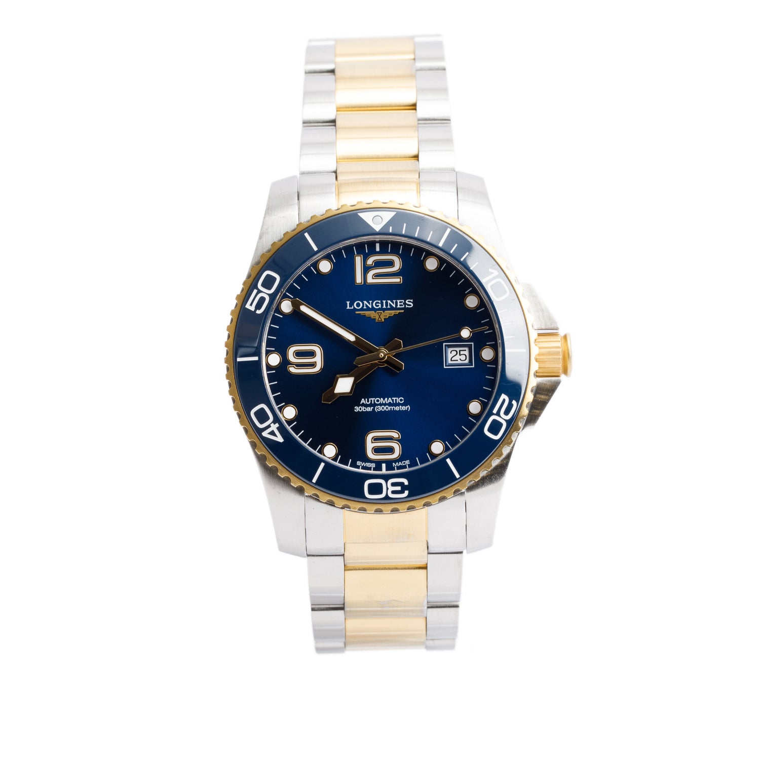 Longines 2023 Gold-Plated & Stainless Steel HydroConquest 43 MM Automatic Watch Blue Dial w/ Box & Papers
