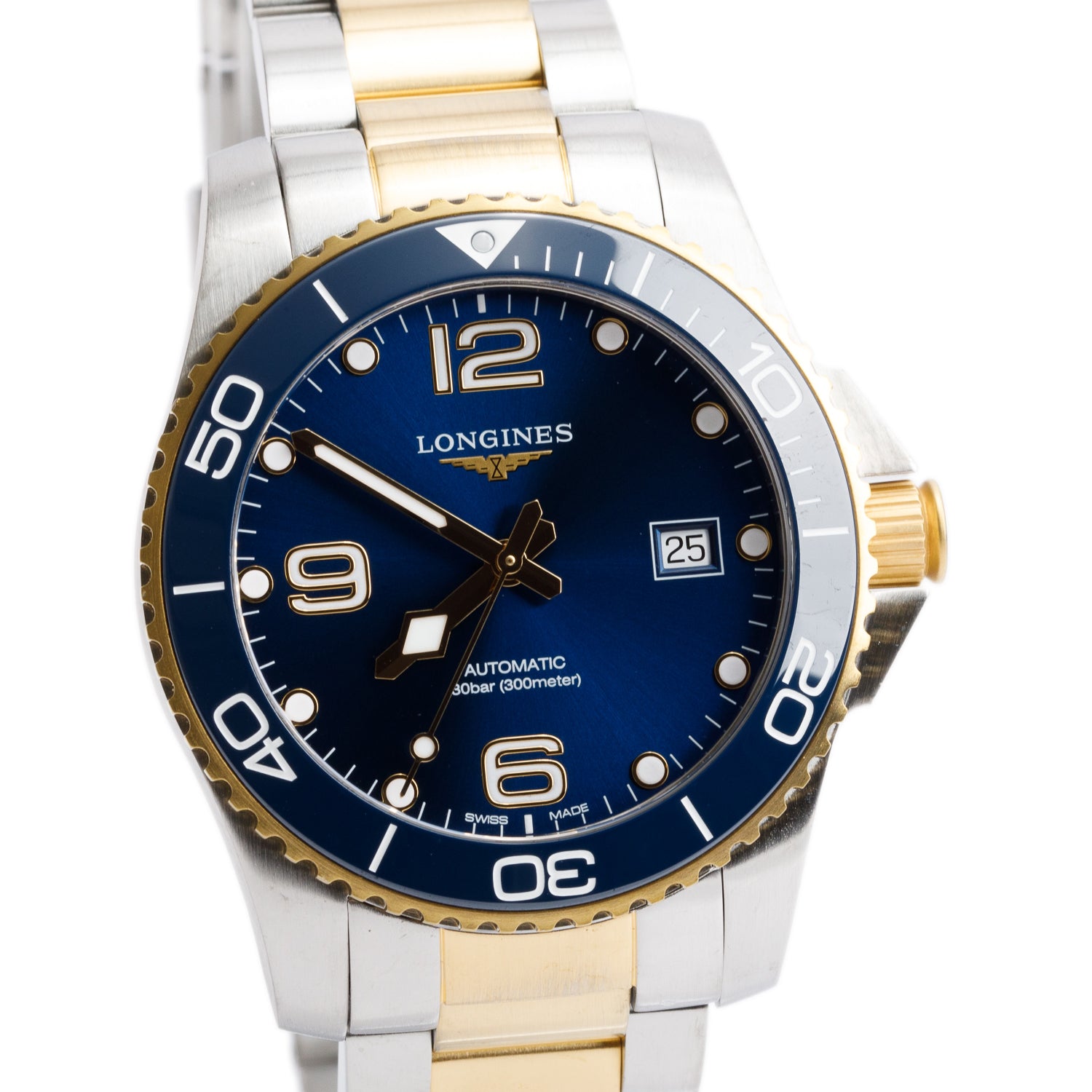 Longines 2023 Gold-Plated & Stainless Steel HydroConquest 43 MM Automatic Watch Blue Dial w/ Box & Papers
