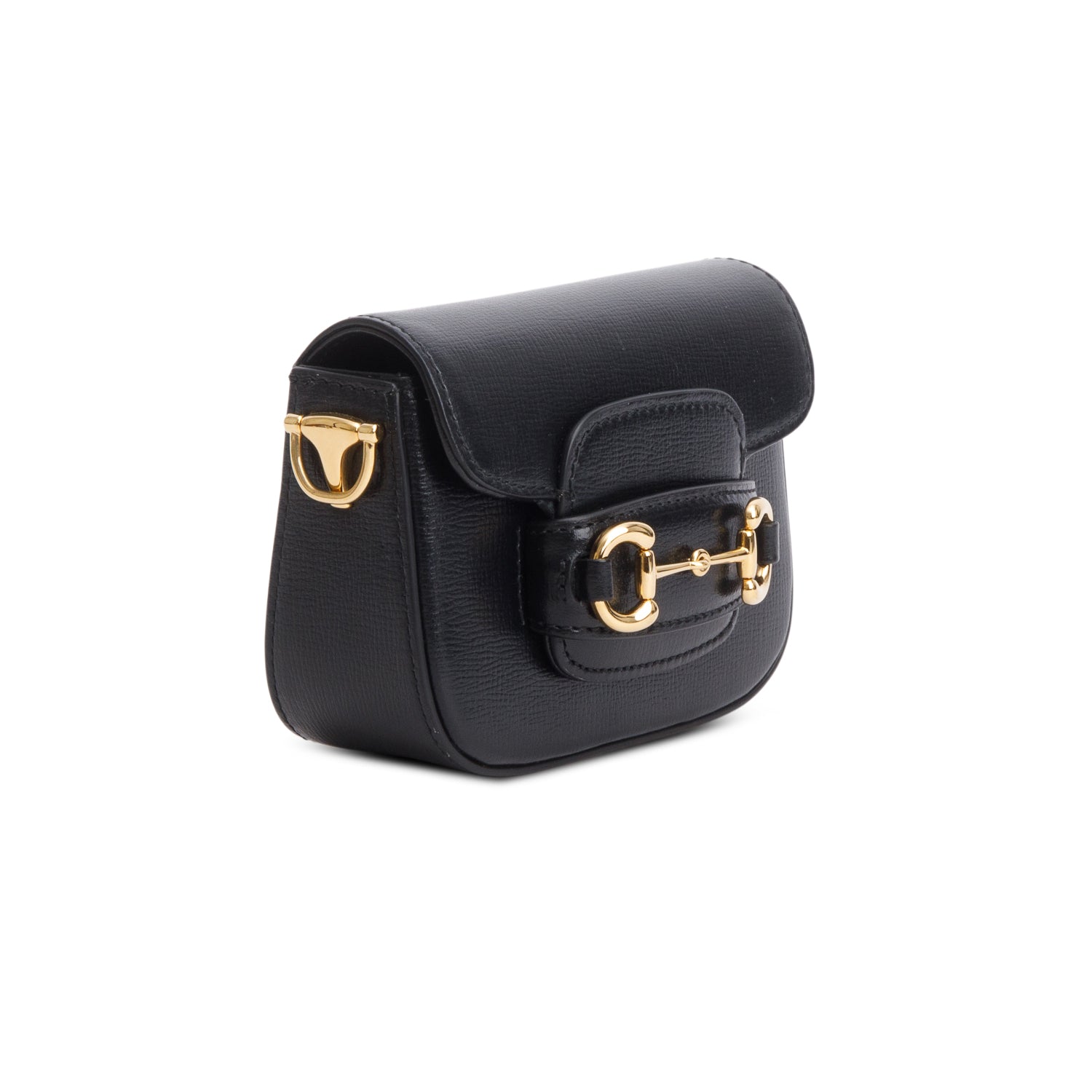 Gucci Black Azalea Calfskin Web Monogram Horsebit 1955 Wallet on Strap w/ Box