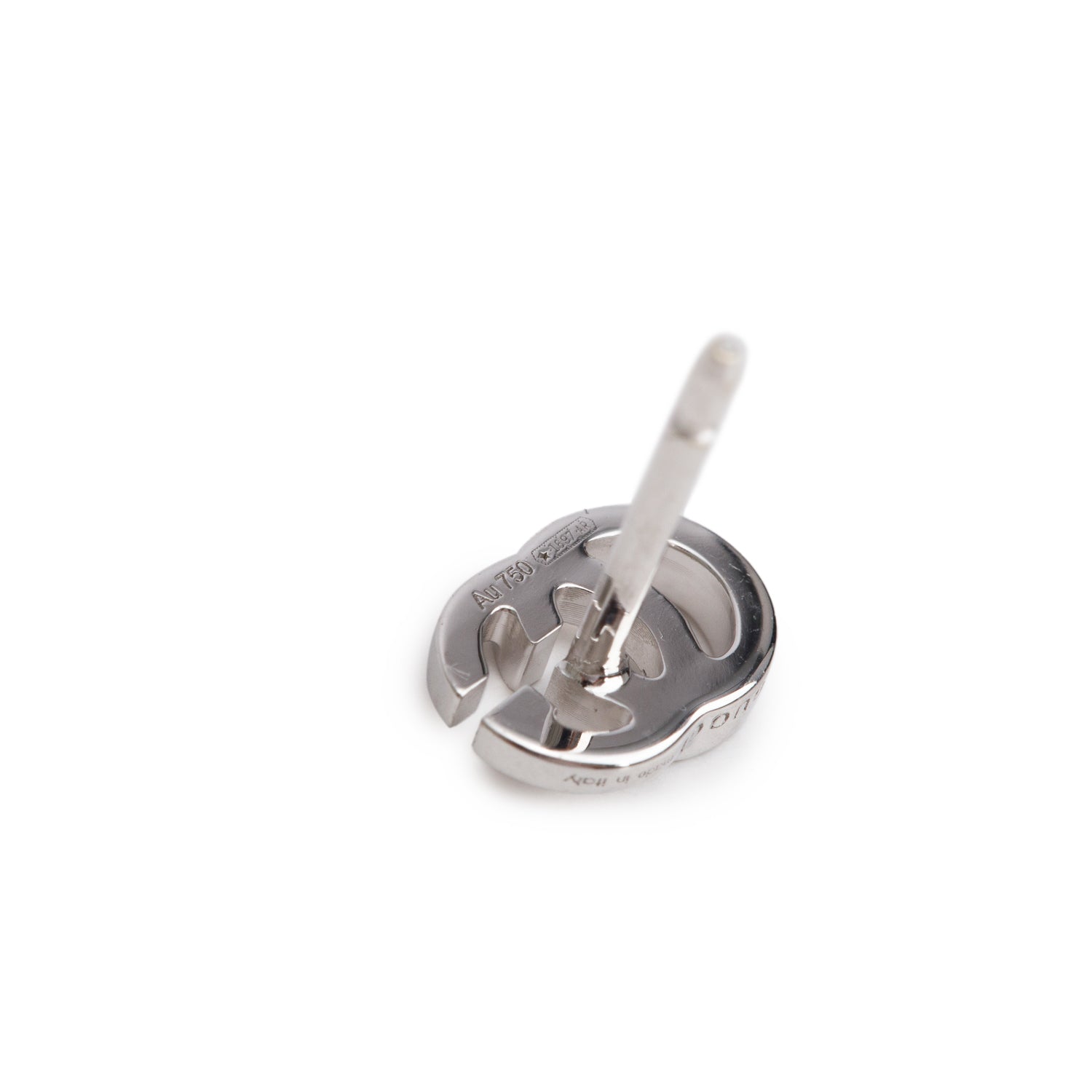 Gucci 18k White Gold GG Running Stud Earrings