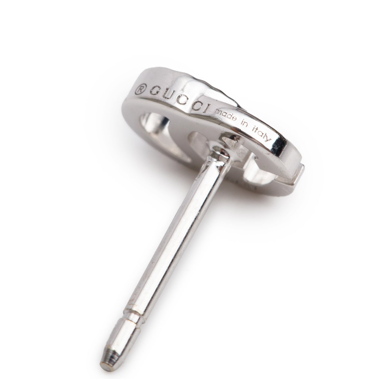 Gucci 18k White Gold GG Running Stud Earrings