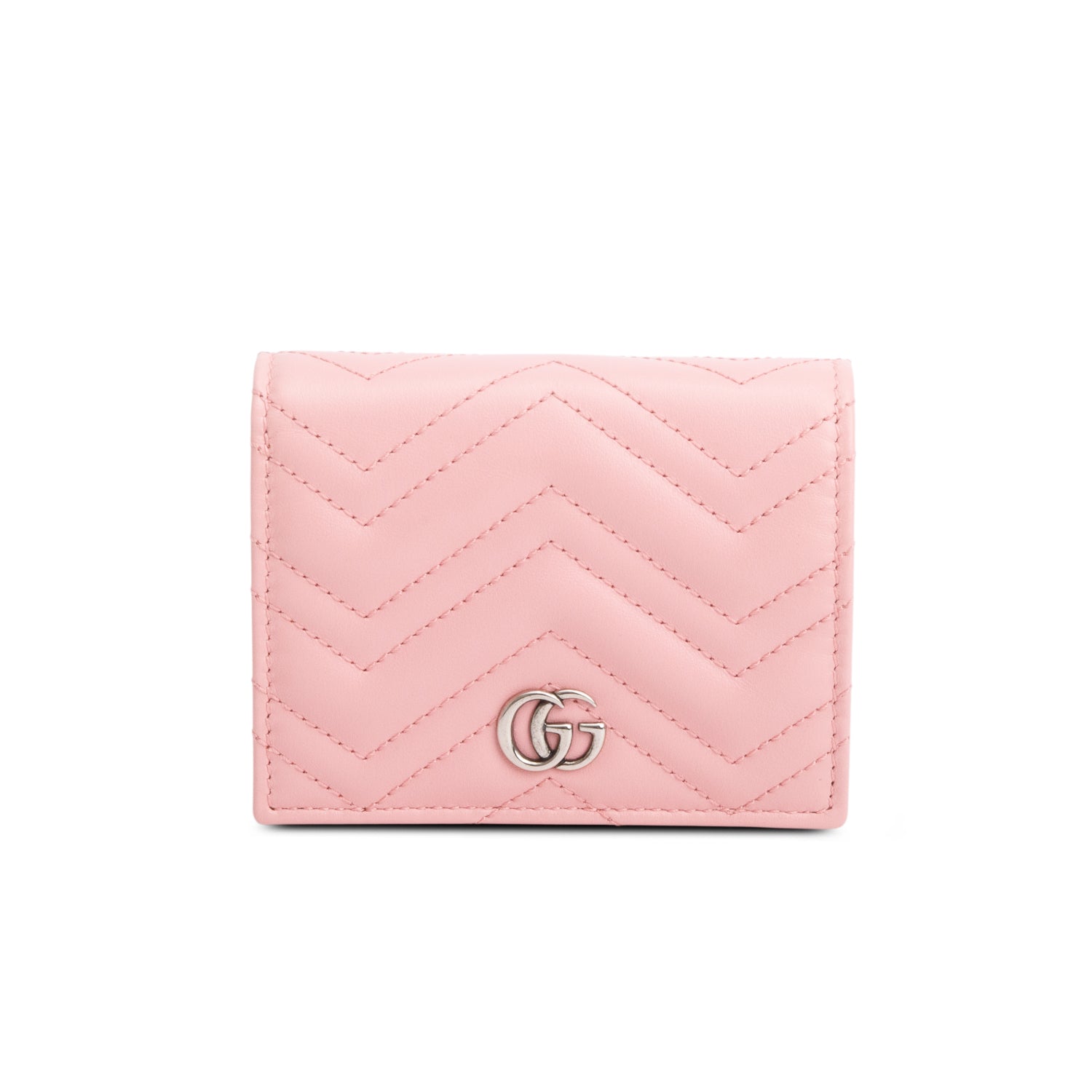 Gucci Pink GG Marmont Matelasse Leather Mini Wallet On Chain w/ Box