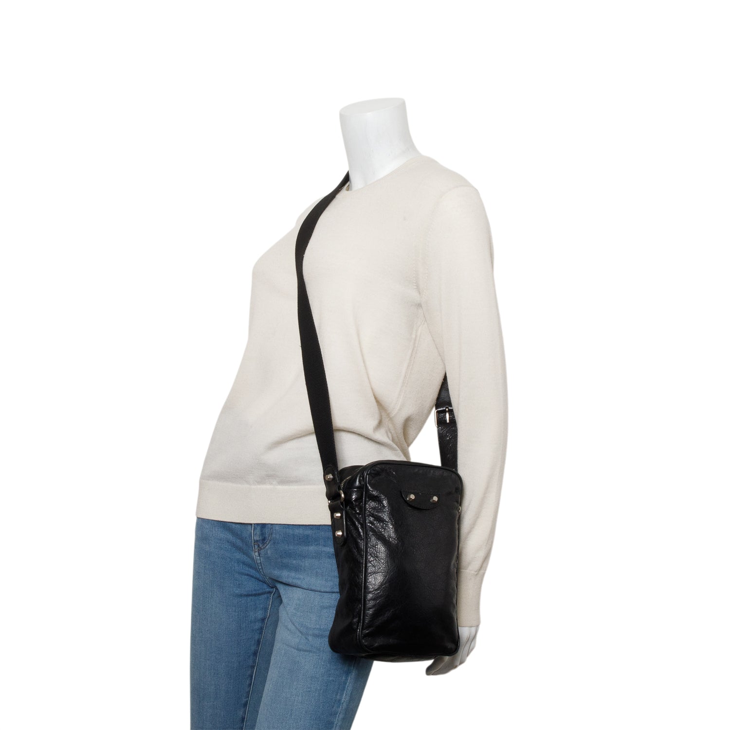 Balenciaga Lambskin Motocross Classic Reporter Bag